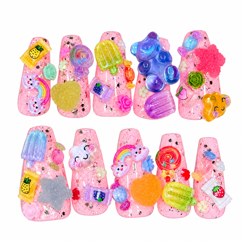 DECORATE YOURSELF! Harajuku J fashion Coffin shaped inspired press on nails 10pc