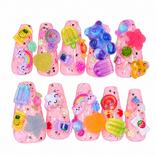 DECORATE YOURSELF! Harajuku J fashion Coffin shaped inspired press on nails 10pc