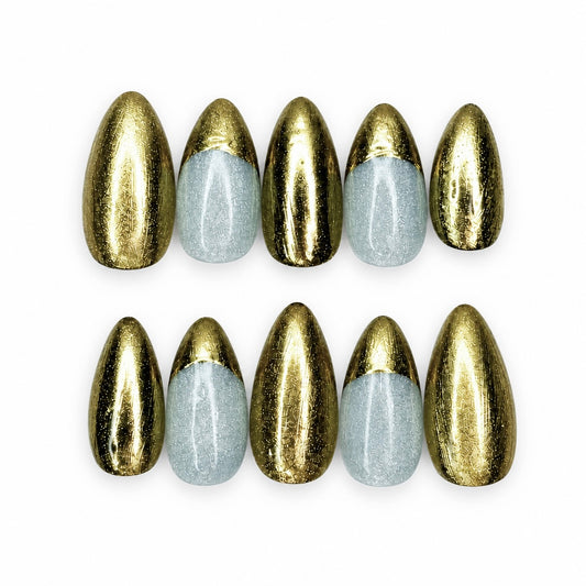 Golden, Kpop Demon Hunters Mira Almond nails 10pc