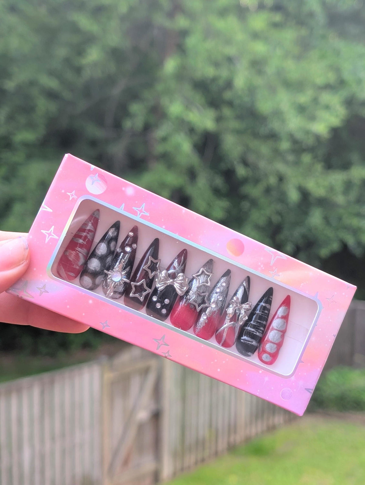 Visual Kei/emo stiletto press on nails 10pc