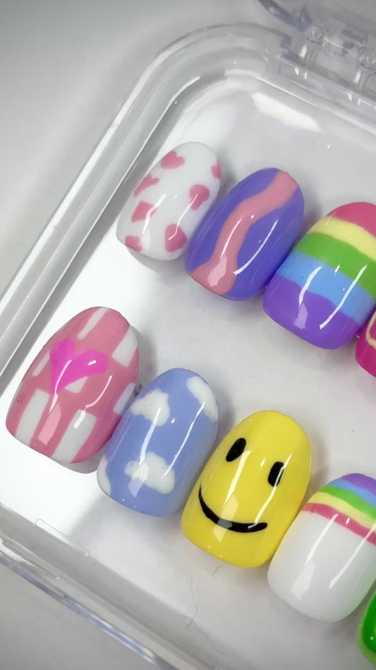 SALE!! XL SIZE NAIL SET ONLY! Handmade Colorful Kidcore Inspired Nails! 10pc
