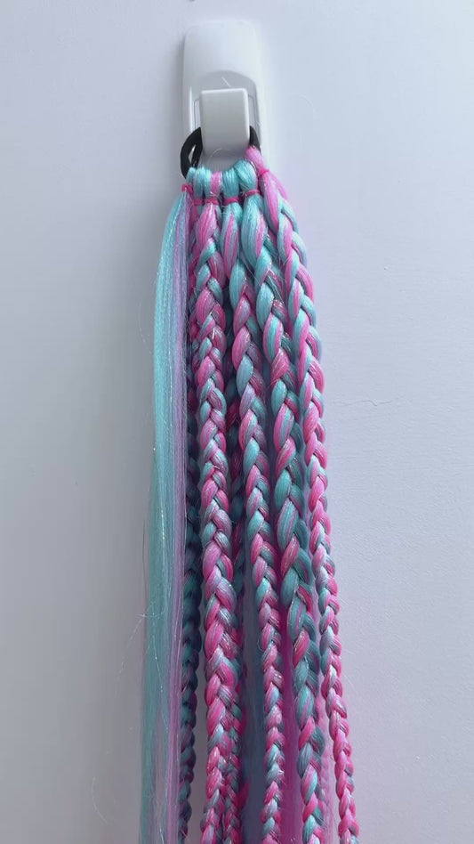 Cotton Candy Bae , Braided Festival hair extensions (2 Piece)
