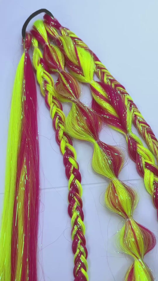 Electric paradise, 5 braid, 1 piece Festival Hair Extension￼
